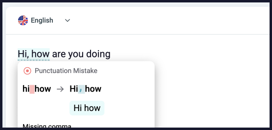 Screenshot of example edits by Reverso