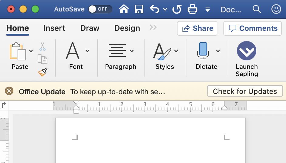 Screenshot of Sapling integration for Microsoft Word.